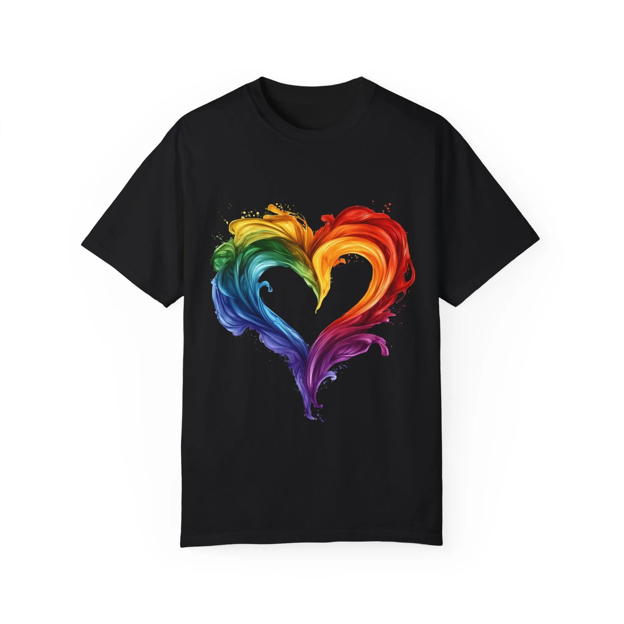 Pride Heart Unisex Garment-Dyed T-shirt - Colorful Rainbow Design for LGBTQ+ Celebration - Image 29