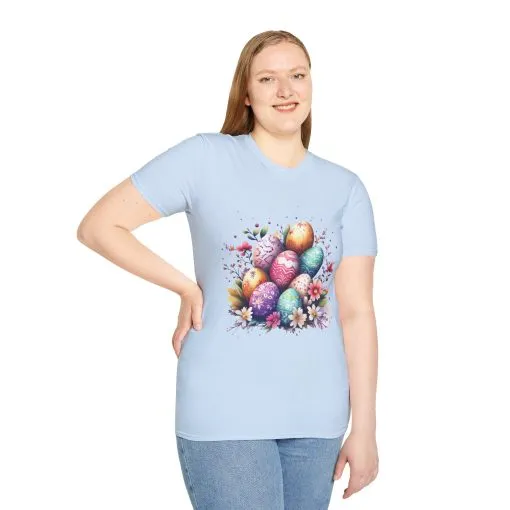 Easter Egg Floral Unisex Softstyle T-Shirt - Vibrant Spring Design - Image 34