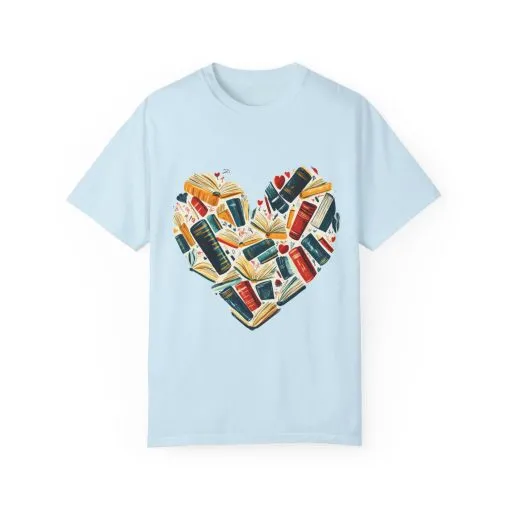 Book Lover's Heart Unisex Garment-Dyed T-Shirt - Image 21