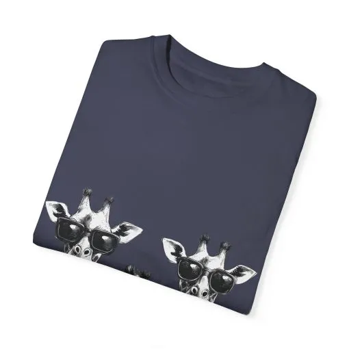Cool Giraffe Sunglasses Unisex Garment-Dyed T-shirt - Image 30