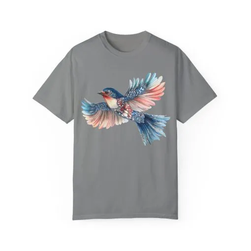 Colorful Bird Art Unisex T-Shirt - Nature-Inspired Garment-Dyed Tee - Image 25