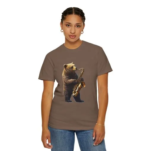 Jazz Bear Unisex Garment-Dyed T-Shirt - Image 16