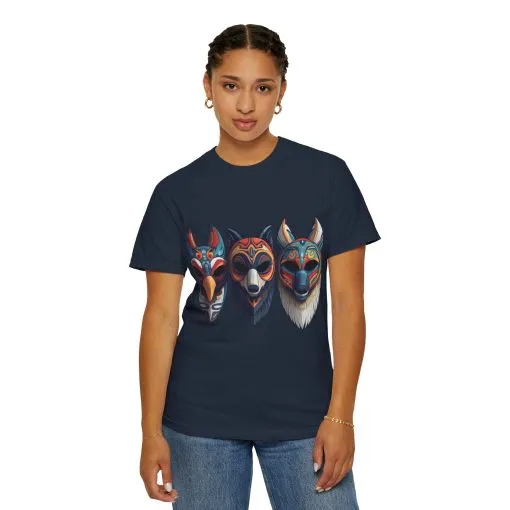 Tribal Mask Unisex Garment-Dyed T-Shirt | Artistic & Colorful Graphic Tee - Image 44