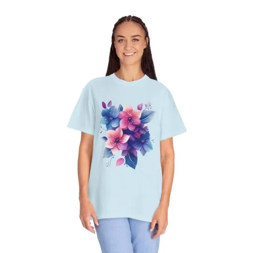 Floral Vibe Unisex Garment-Dyed T-Shirt | Comfortable, Stylish Tee for Nature Lovers - Image 12