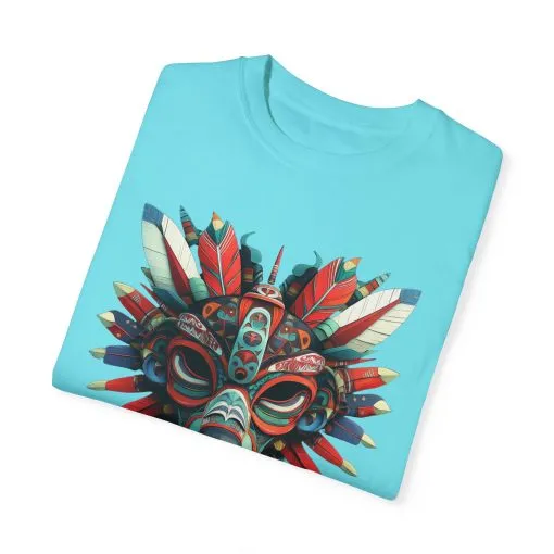 Vibrant Tribal Mask Unisex Garment-Dyed T-Shirt | Unique Festival Fashion - Image 22