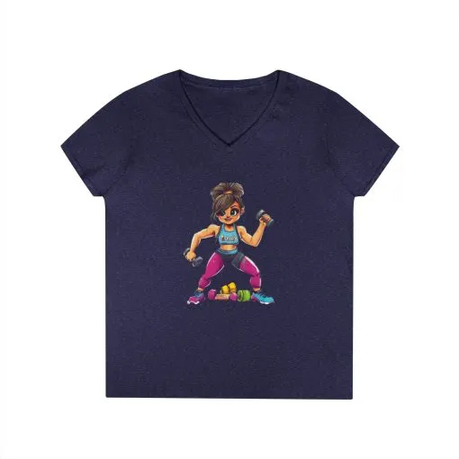 Empowered Fitness Ladies' V-Neck T-Shirt - Motivational Workout Tee - Image 13