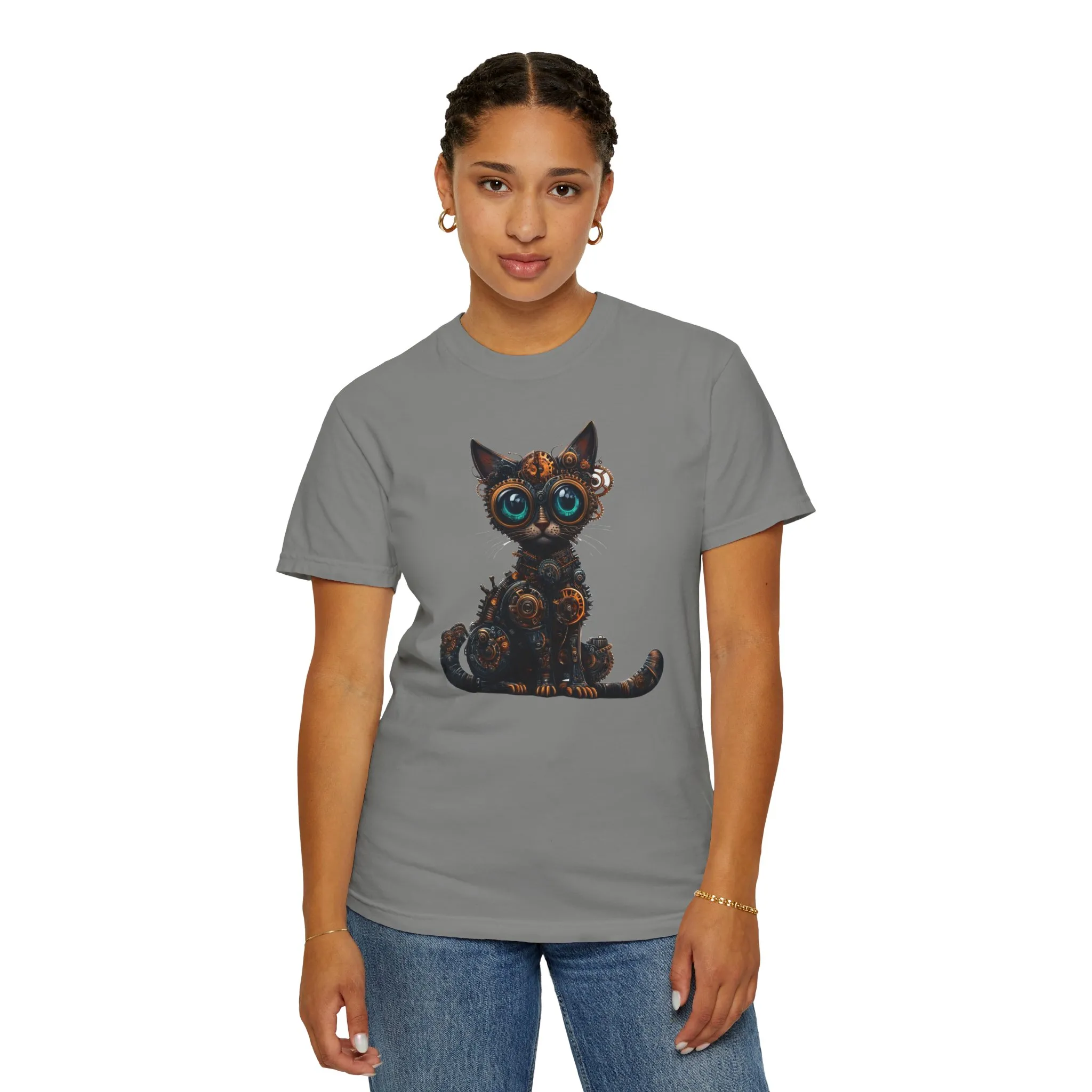 Steampunk Cat Unisex Garment-Dyed T-Shirt - Image 32