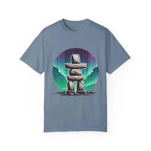 Northern Lights Stone Cairn Unisex Garment-Dyed T-Shirt - Image 33