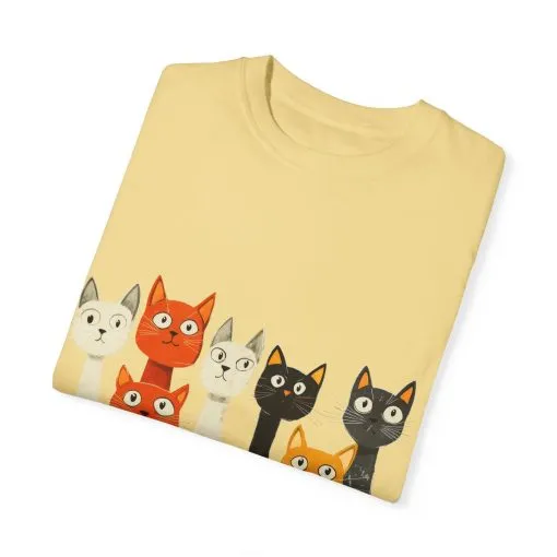 Vintage Cat Illustration Unisex Garment-Dyed T-Shirt - Perfect for Cat Lovers - Image 22