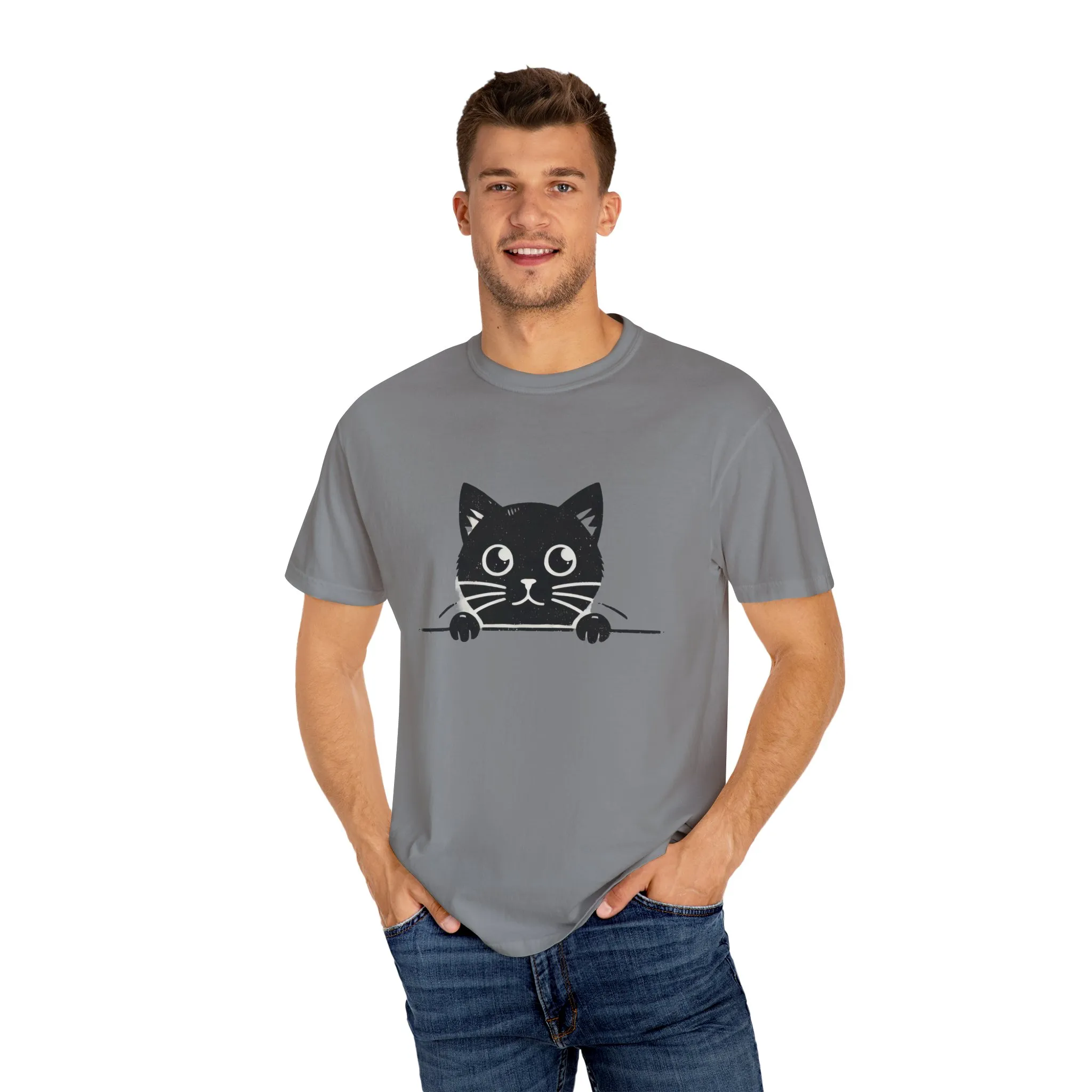 Cute Cat Design Unisex Garment-Dyed T-Shirt - Perfect for Animal Lovers - Image 12