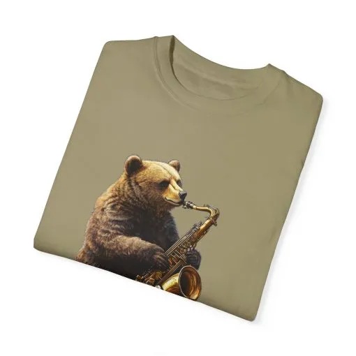 Jazz Bear Unisex Garment-Dyed T-Shirt - Image 2