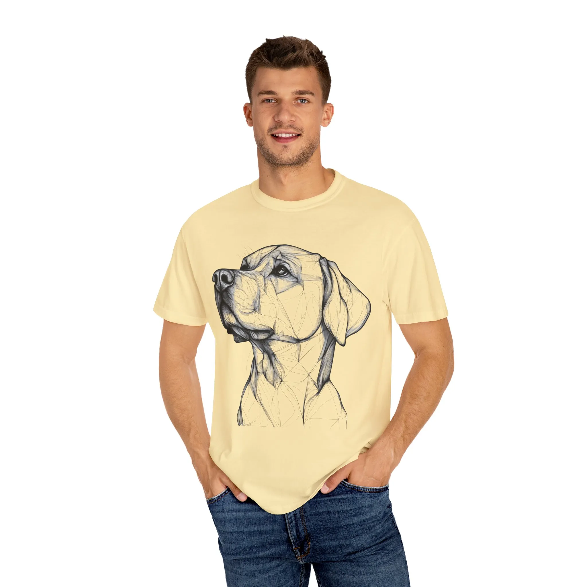 Stylish Dog Portrait Unisex Garment-Dyed T-Shirt - Image 11