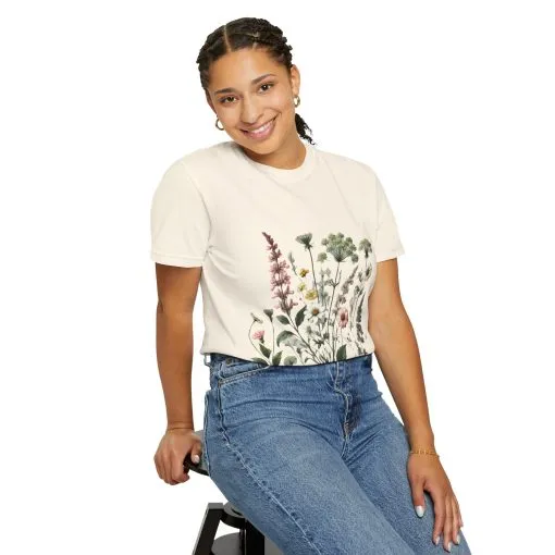 Botanical Print Unisex Garment-Dyed T-Shirt | Eco-Friendly Floral Tee for Nature Lovers - Image 8