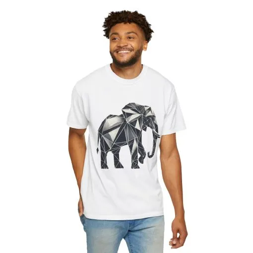 Geometric Elephant Unisex Garment-Dyed T-Shirt - Image 4