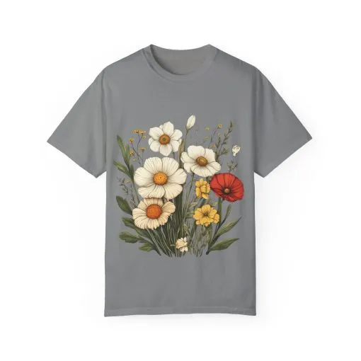 Floral Garden Unisex T-Shirt - Vintage Style Flower Design - Image 21