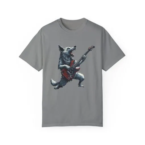 Rocking Wolf Unisex Garment-Dyed T-Shirt - Music Lover's Tee - Image 17