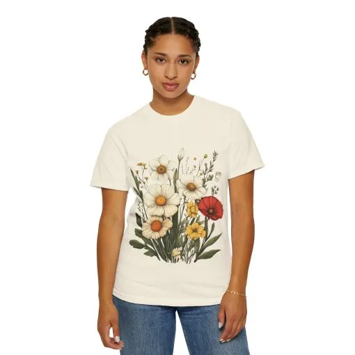 Floral Garden Unisex T-Shirt - Vintage Style Flower Design - Image 11