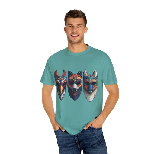 Tribal Mask Unisex Garment-Dyed T-Shirt | Artistic & Colorful Graphic Tee - Image 19