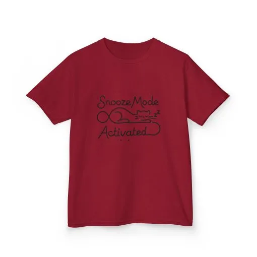 Kids 'Snooze Mode Activated' Heavy Cotton Tee - Fun Sleepy T-Shirt for Boys and Girls - Image 62