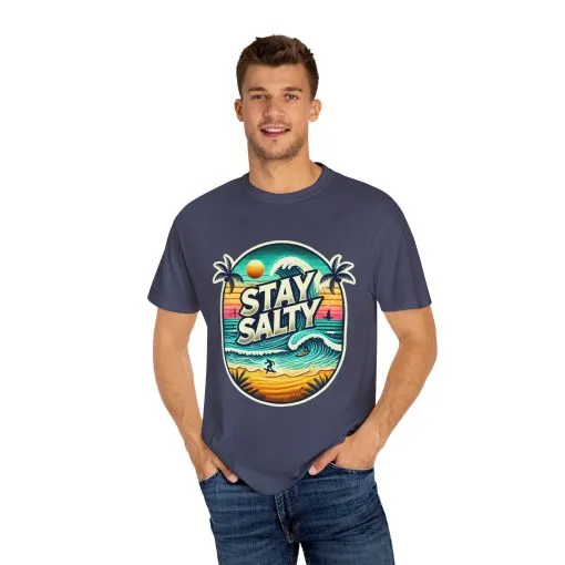 Stay Salty Unisex Garment-Dyed T-Shirt – Perfect for Beach Lovers & Summer Vibes - Image 39