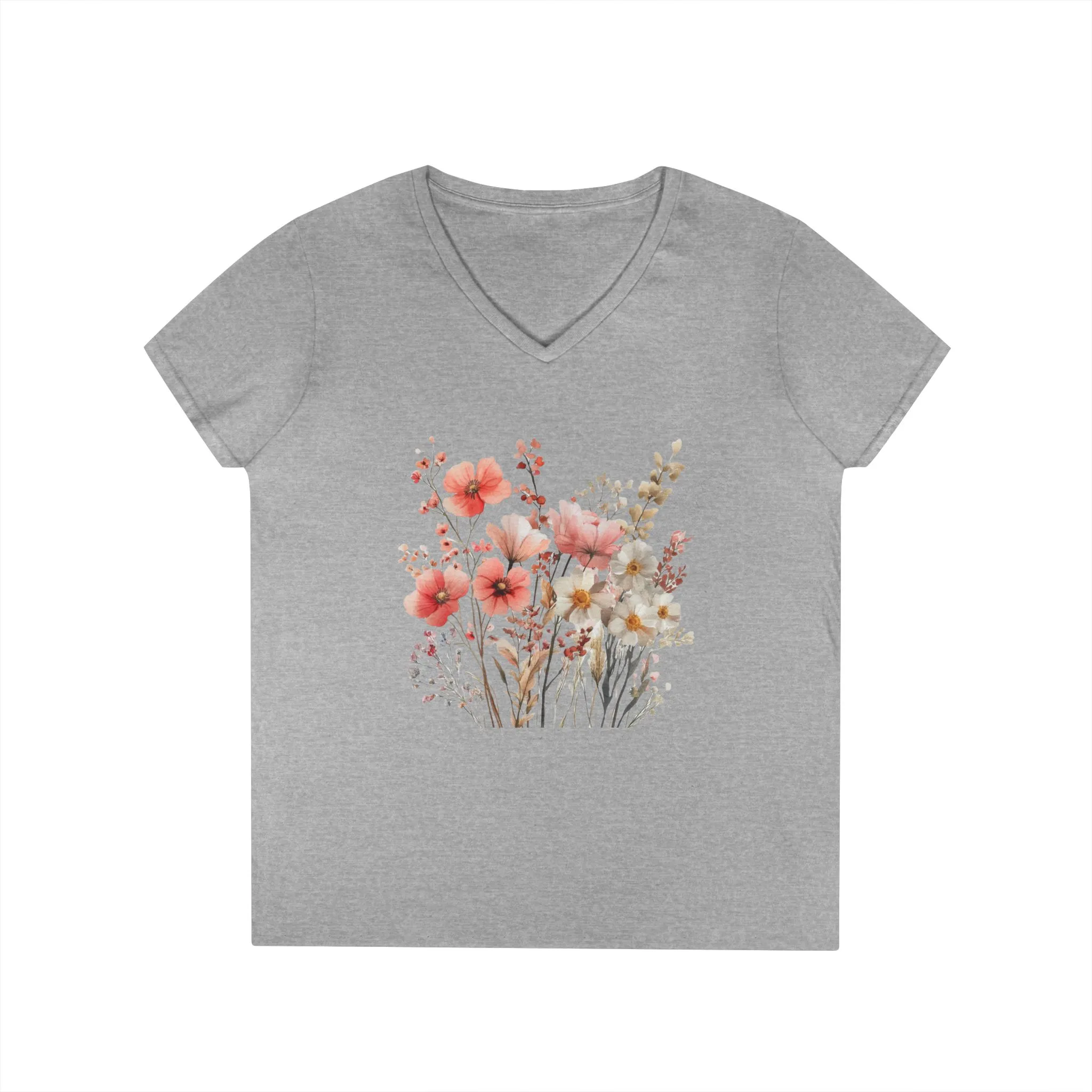 Floral Print Ladies' V-Neck T-Shirt - Perfect for Spring Outings - Image 3