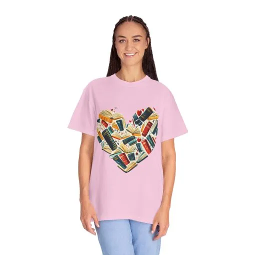 Book Lover's Heart Unisex Garment-Dyed T-Shirt - Image 39