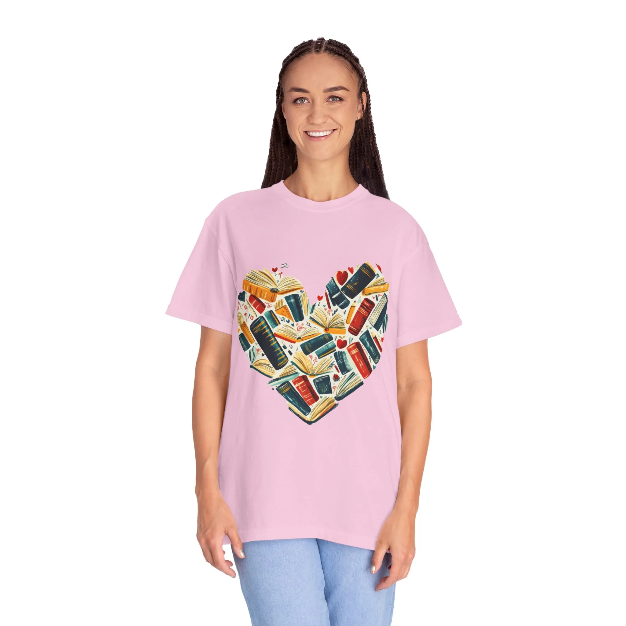 Book Lover's Heart Unisex Garment-Dyed T-Shirt - Image 39