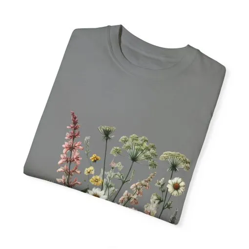 Botanical Print Unisex Garment-Dyed T-Shirt | Eco-Friendly Floral Tee for Nature Lovers - Image 14