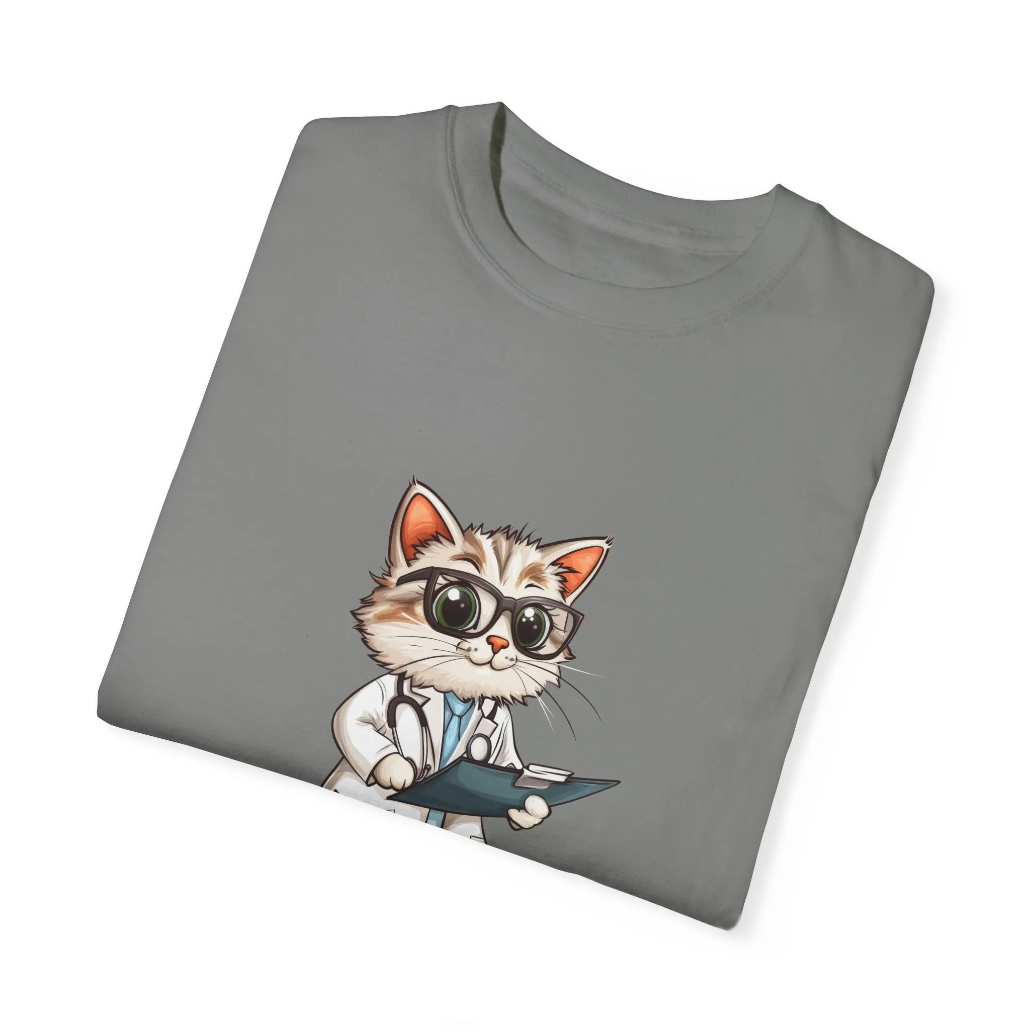 Funny Cat Doctor Unisex Garment-Dyed T-Shirt - Image 49
