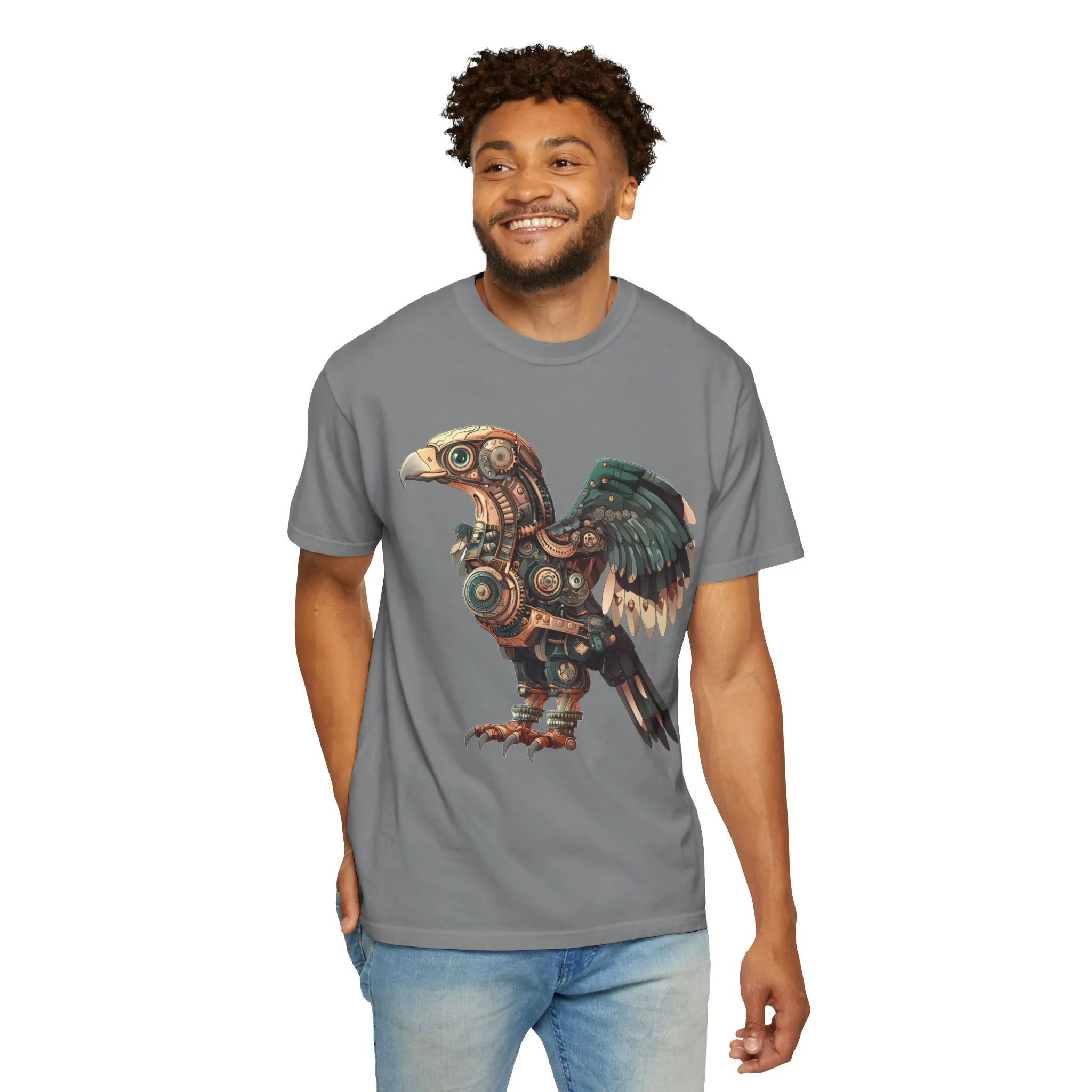 Steampunk Mechanical Bird Unisex Garment-Dyed T-Shirt - Image 32