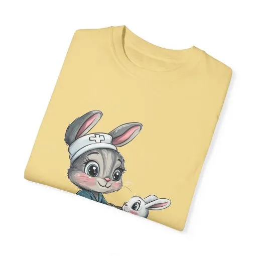 Cute Nurse Bunny Unisex Garment-Dyed T-Shirt - Image 17