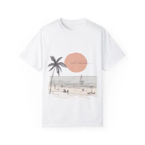 Sunset Beach Vibe Unisex Garment-Dyed T-Shirt - Image 5