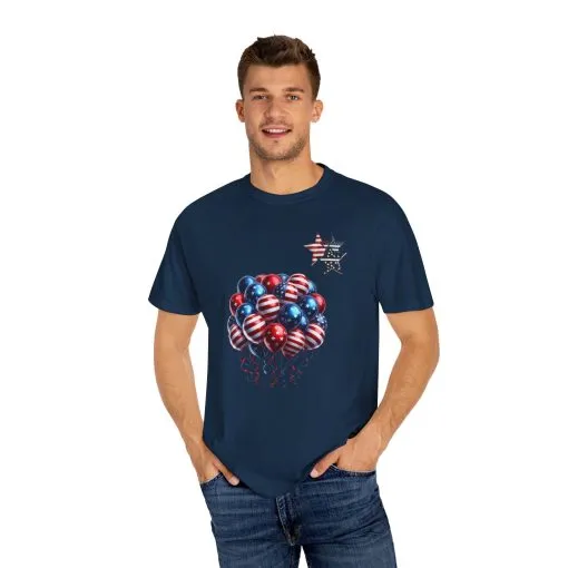 Patriotic Balloon T-Shirt | Unisex Garment-Dyed Tee for Independence Day Celebrations - Image 11