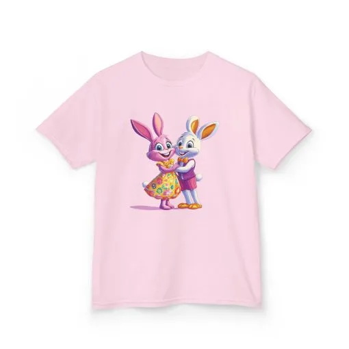 Cute Bunny Love Kids Heavy Cotton Tee - Adorable Cartoon Design for Spring Celebrations - Image 23