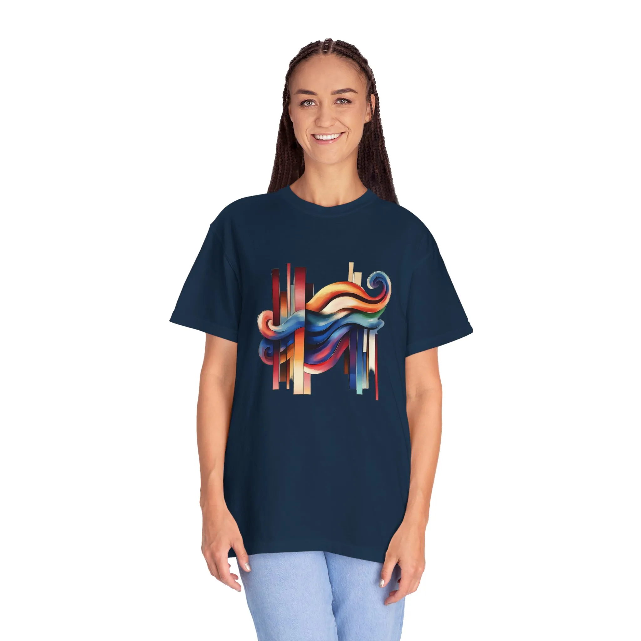 Colorful Abstract Art Unisex Garment-Dyed T-Shirt | Trendy Graphic Tee for Art Lovers - Image 24