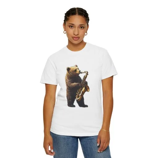 Jazz Bear Unisex Garment-Dyed T-Shirt - Image 8