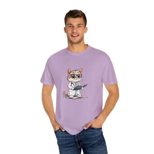Funny Cat Doctor Unisex Garment-Dyed T-Shirt - Image 58