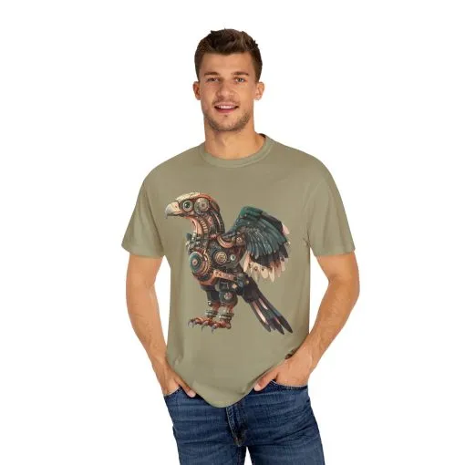 Steampunk Mechanical Bird Unisex Garment-Dyed T-Shirt - Image 19