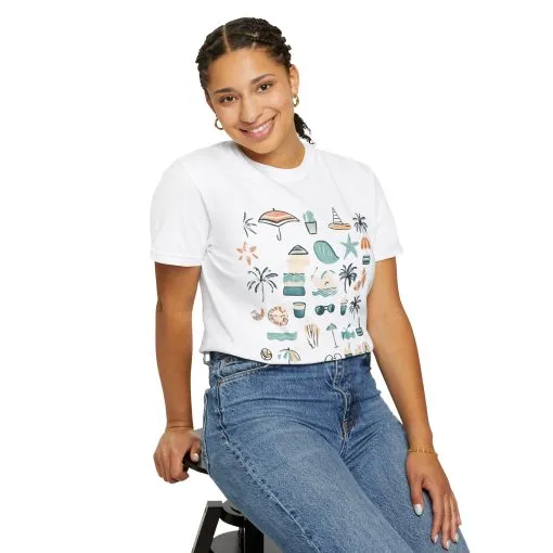 Beach Vibes Unisex Garment-Dyed T-Shirt | Summer Fun Graphic Tee - Image 8