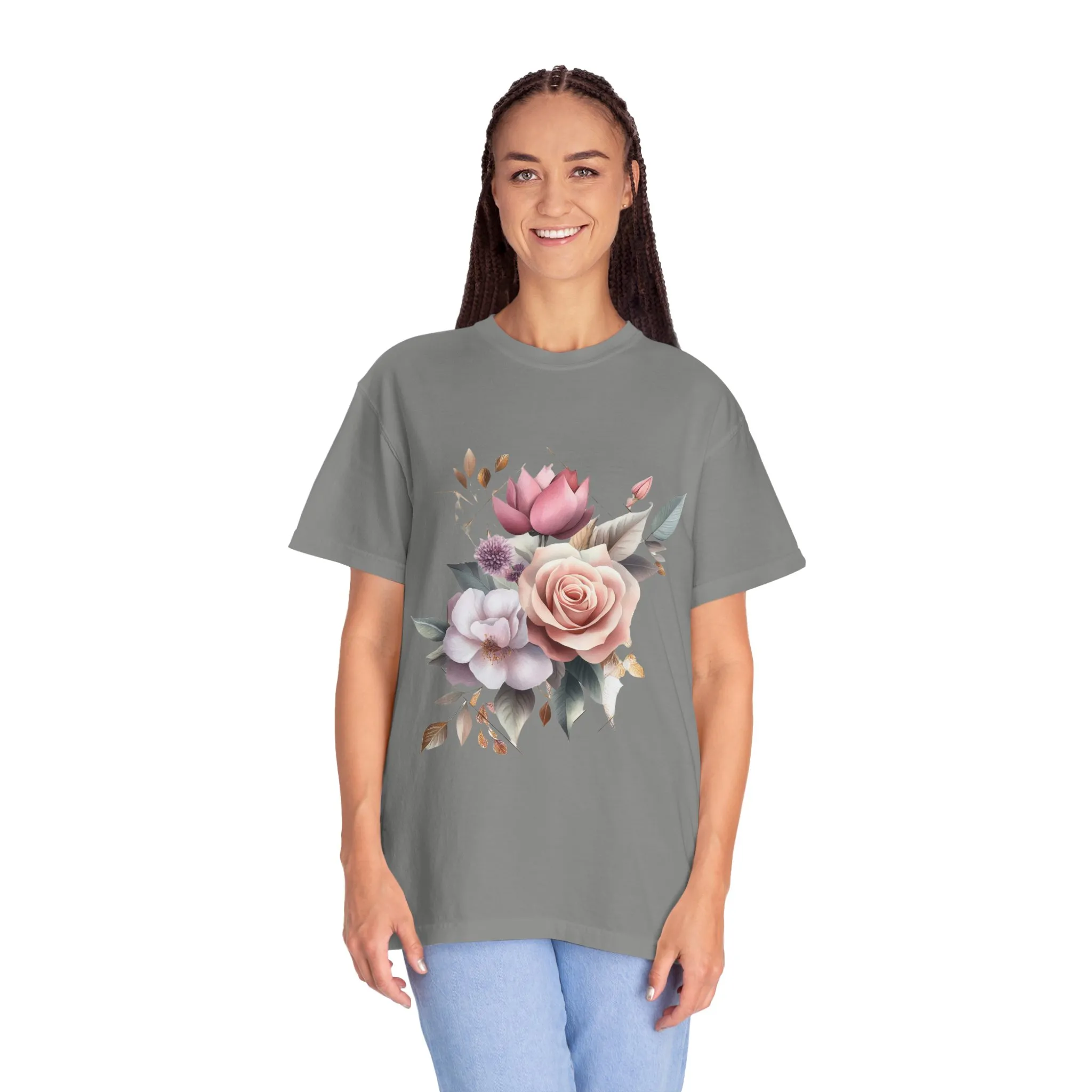 Floral Bouquet Unisex Garment-Dyed T-Shirt - Perfect for Spring Celebrations - Image 15