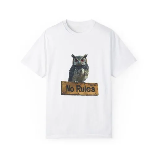 Funny Owl T-Shirt - "No Rules" Unisex Garment-Dyed Tee for Animal Lovers