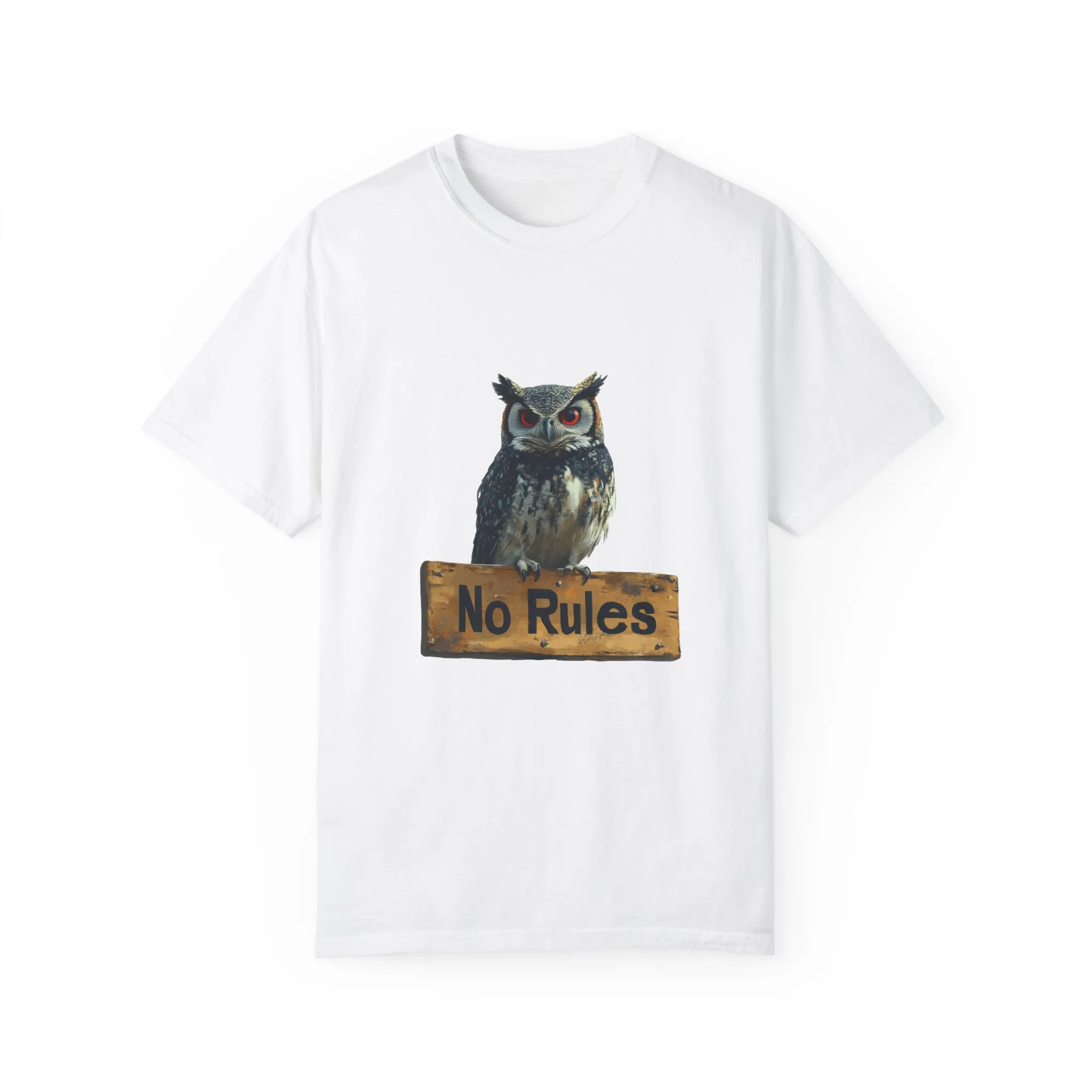 Funny Owl T-Shirt - "No Rules" Unisex Garment-Dyed Tee for Animal Lovers