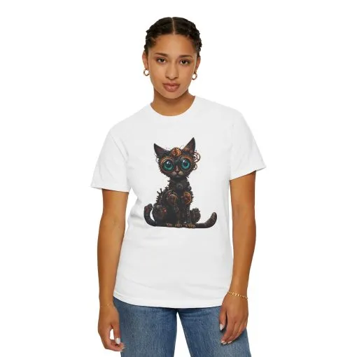 Steampunk Cat Unisex Garment-Dyed T-Shirt - Image 4