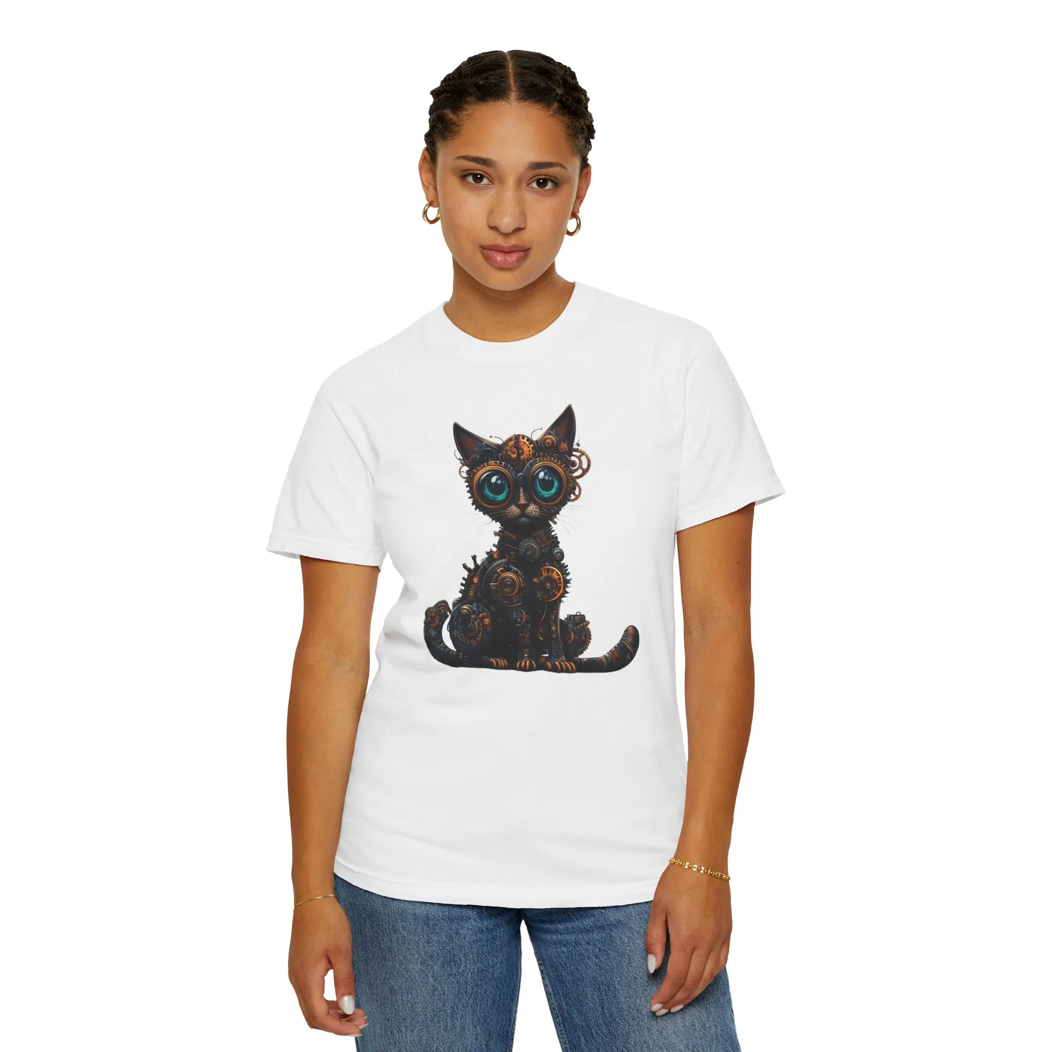 Steampunk Cat Unisex Garment-Dyed T-Shirt - Image 4
