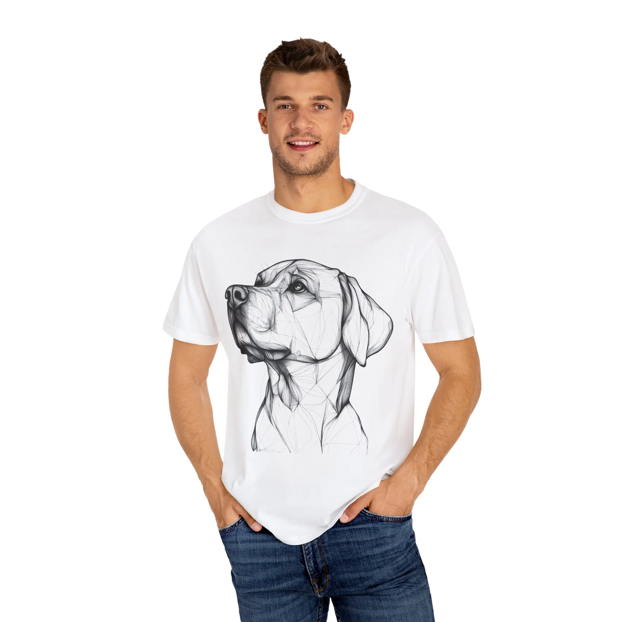 Stylish Dog Portrait Unisex Garment-Dyed T-Shirt - Image 3