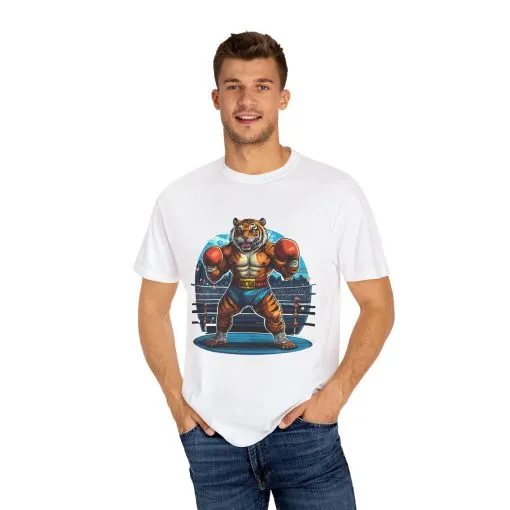 Boxing Tiger Unisex Garment-Dyed T-shirt | Sporty, Bold Graphic Tee for Animal Lovers - Image 7