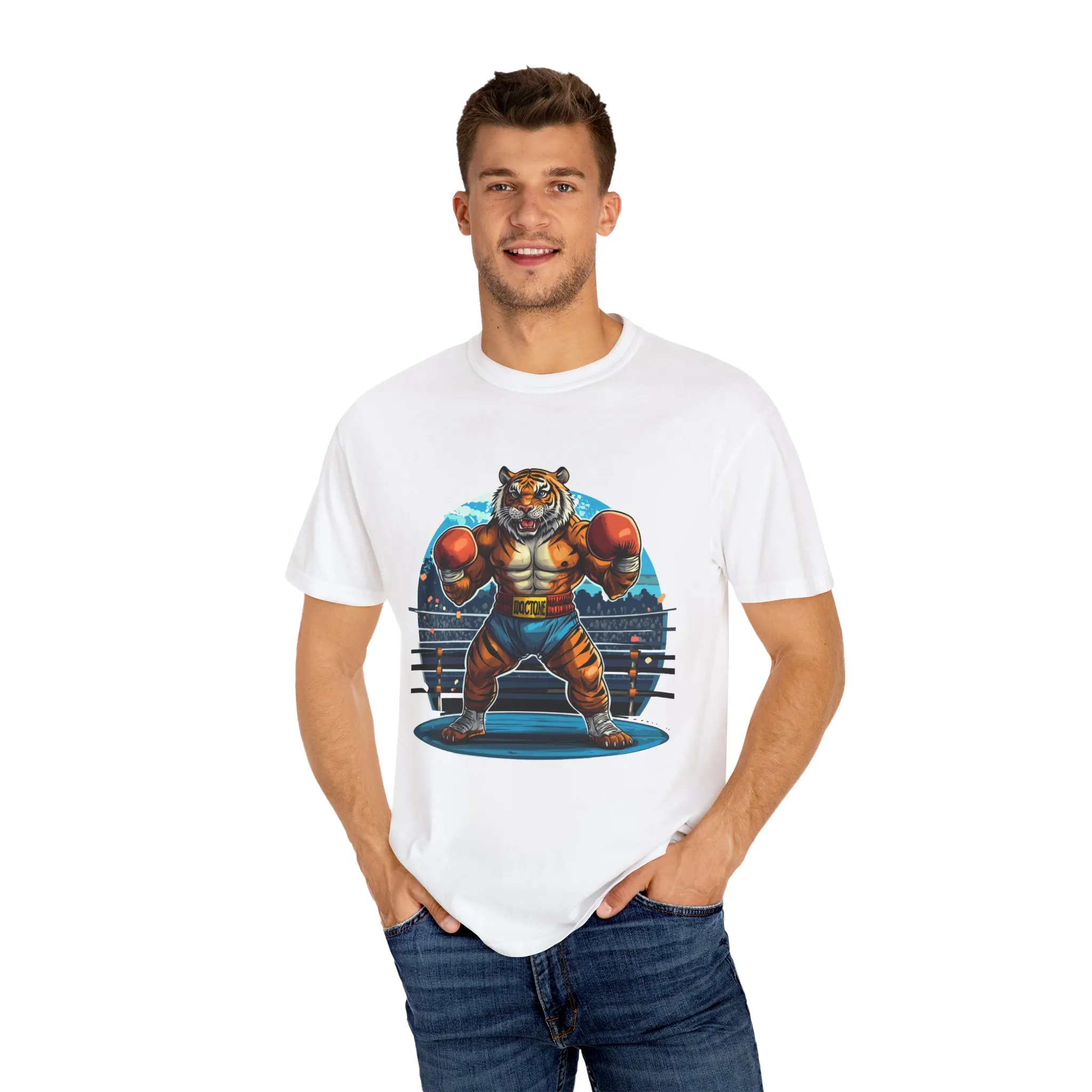 Boxing Tiger Unisex Garment-Dyed T-shirt | Sporty, Bold Graphic Tee for Animal Lovers - Image 7