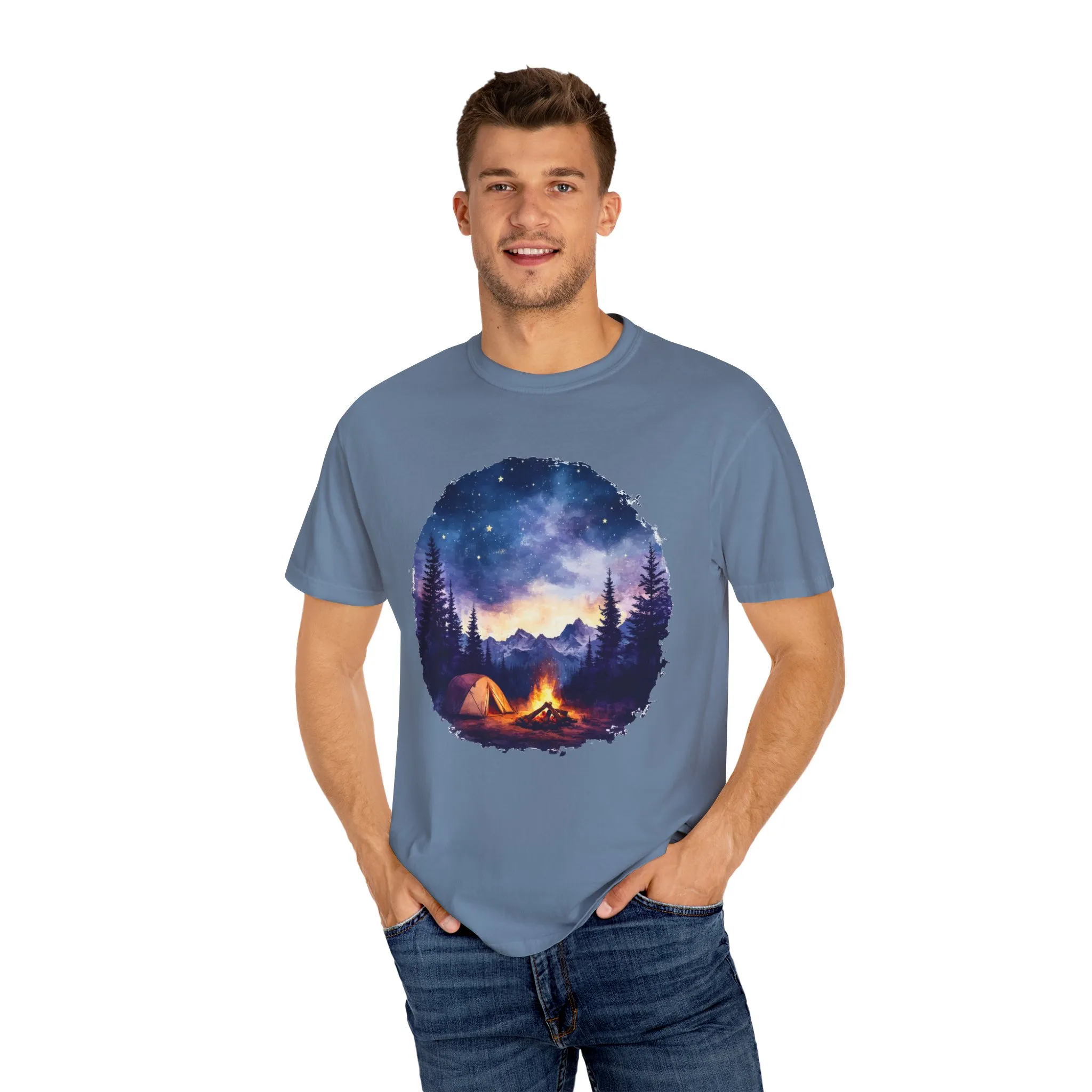 Campfire Night Sky Unisex Garment-Dyed T-Shirt - Image 11