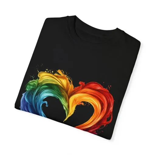 Pride Heart Unisex Garment-Dyed T-shirt - Colorful Rainbow Design for LGBTQ+ Celebration - Image 30
