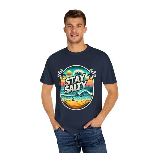 Stay Salty Unisex Garment-Dyed T-Shirt – Perfect for Beach Lovers & Summer Vibes - Image 43